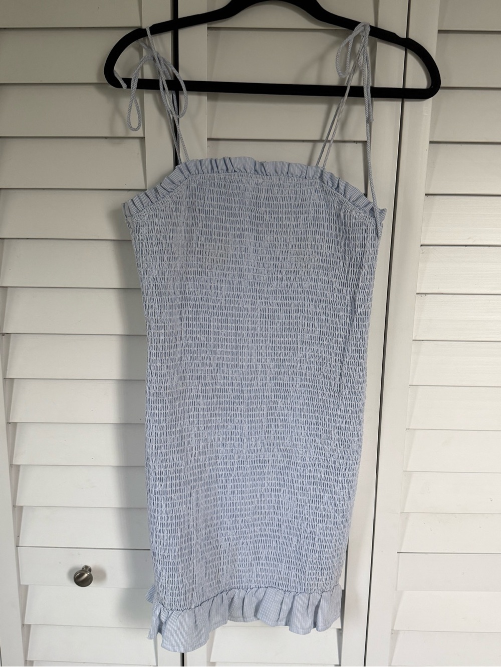 Light Blue Smocked Tie-Strap Sundress - Women